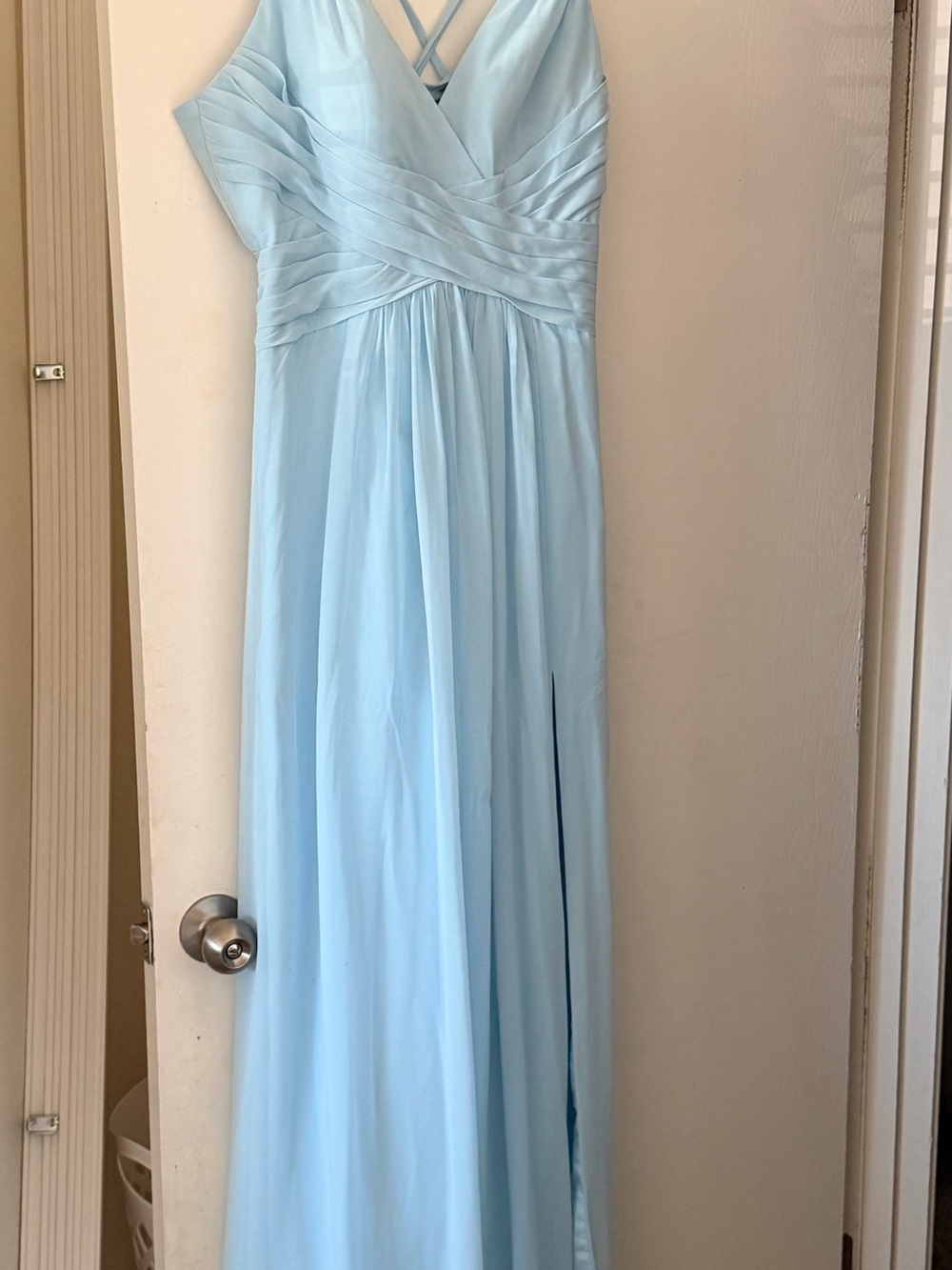 Azazie Light Blue Chiffon Dress with Strappy Details